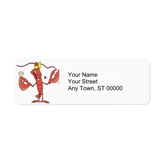 funny toasting lobster cartoon return address label