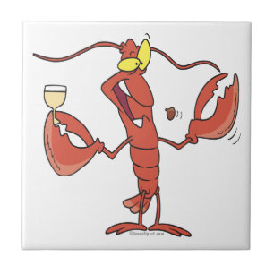 funny toasting lobster cartoon tile