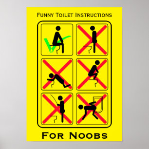 Funny Toilet Instructions Poster