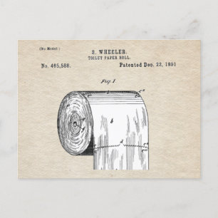 Funny Toilet Paper Roll Patent Postcard