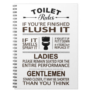 Funny Toilet Rules Bathroom Humor Notebook