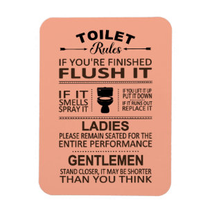Funny Toilet Rules Bathroom Restroom Humor Magnet