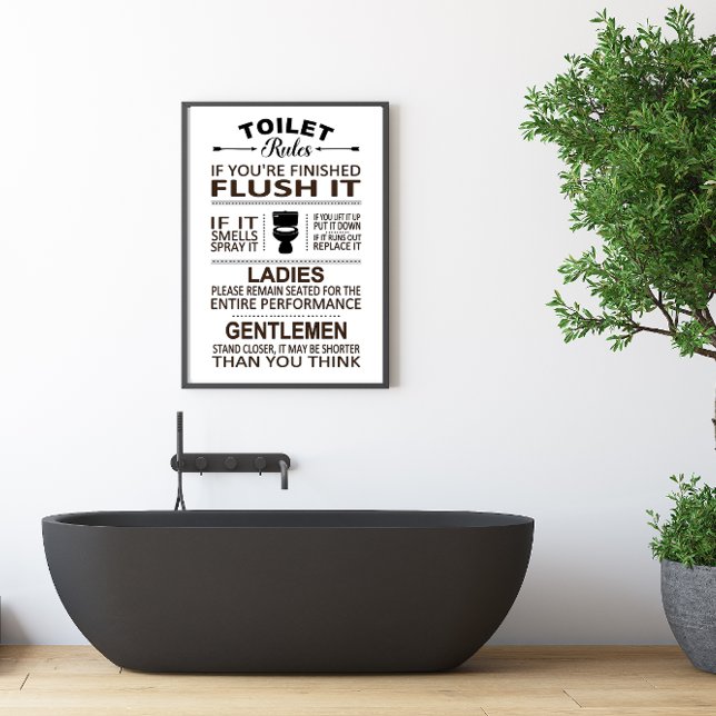 Funny Toilet Rules Bathroom Restroom Humor Poster (Funny toilet rules Bathroom Humor Poster)