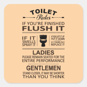 Funny Toilet Rules Bathroom Restroom Humor Square Sticker