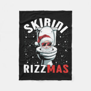 Funny Toilet Santa Skibidi Rizzmas White Elephant Fleece Blanket