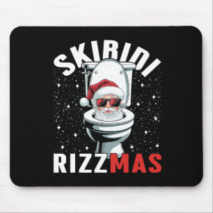 Funny Toilet Santa Skibidi Rizzmas White Elephant Mouse Pad