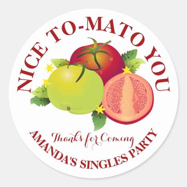 Funny Tomato Fruit Vegetable Classic Round Sticker (Front)