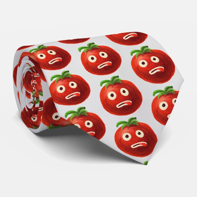Funny Tomato Pattern - Cartoon Vegetable Art Tie (Rolled)