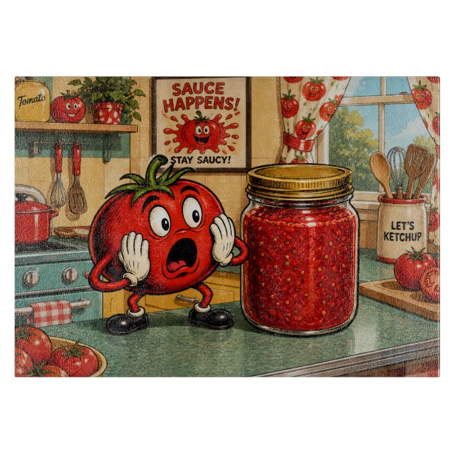 Funny Tomato Sauce Cutting Board (Front)