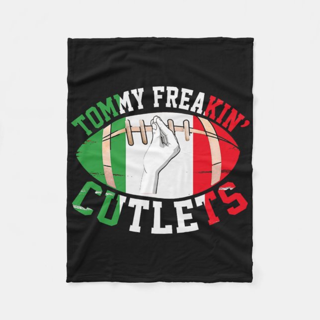 Funny Tommy Freakin' Cutlets New Jersey Italy Flag Fleece Blanket (Front)