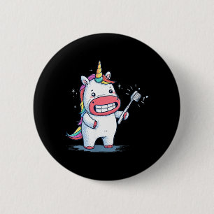 Funny Tooth Care Unicorn with Toothbrush Graphic 6 Cm Round Badge
