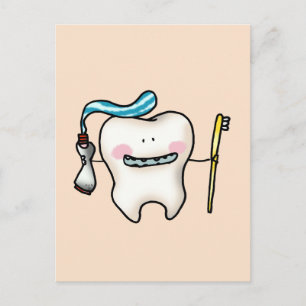 funny tooth cartoon postcard