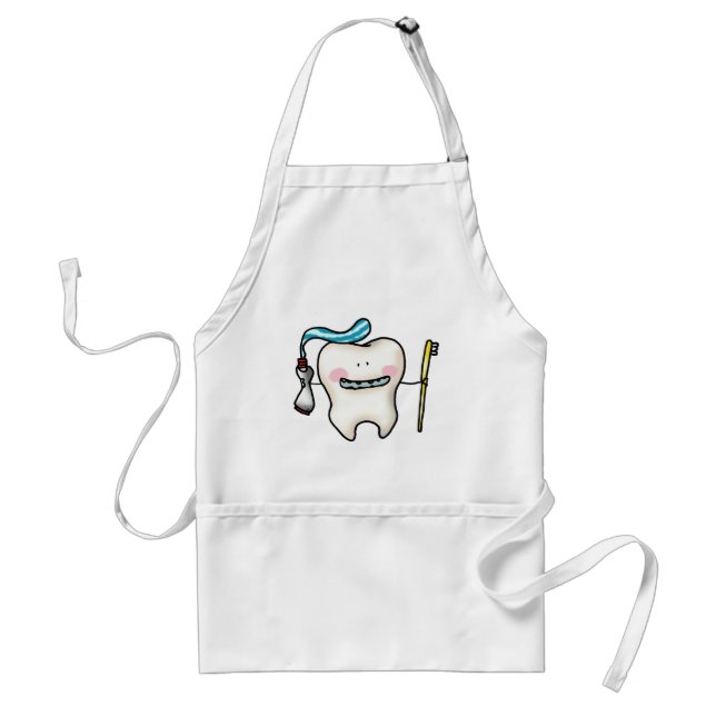 funny tooth cartoon standard apron (Front)