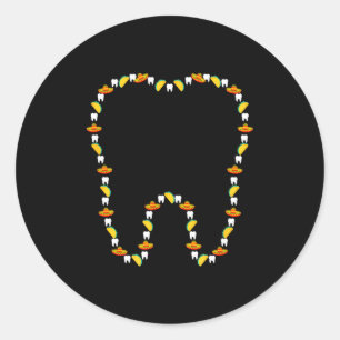 Funny tooth cinco de mayo dentist dental sombrero classic round sticker