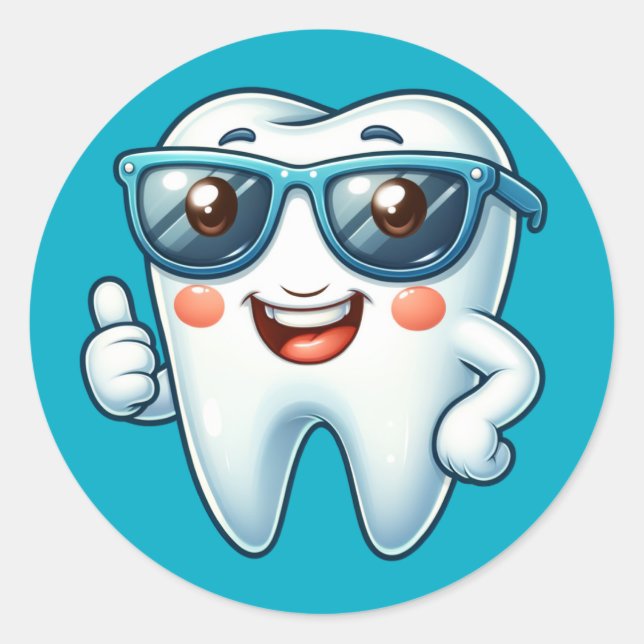 Funny Tooth  Classic Round Sticker (Front)