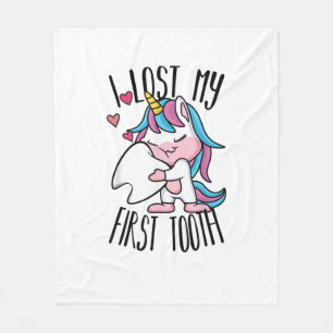 Funny Tooth Fairy - Cute Unicorn I Lost My First T Fleece Blanket