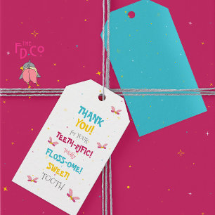 Funny Tooth Puns & Blue Colour Pop Magic Gift Tags