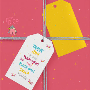 Funny Tooth Puns & Yellow Colour Pop Magic Gift Tags