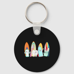 Funny Tooth Surf Surfboard Beach Summer Dental Hyg Key Ring