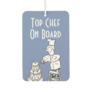 Funny Top Chef Cartoon on an Car Air Freshener