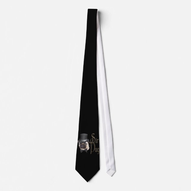 Funny Top Hat Monocle Sir Pug Dog Tie (Front)
