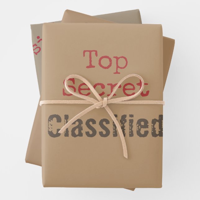 Funny Top Secret Gift Wrapping Set Paper Sheet (In situ)