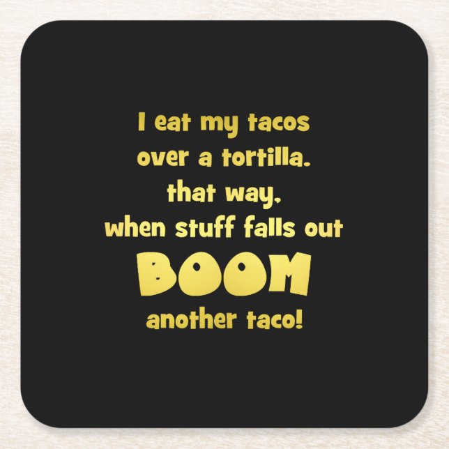 Funny Tortilla Boom Joke Square Paper Coaster (Front)