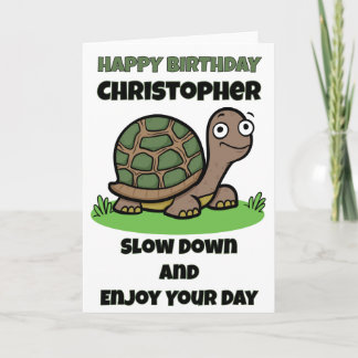 Funny Tortoise Birthday Slow And Steady Custom Card