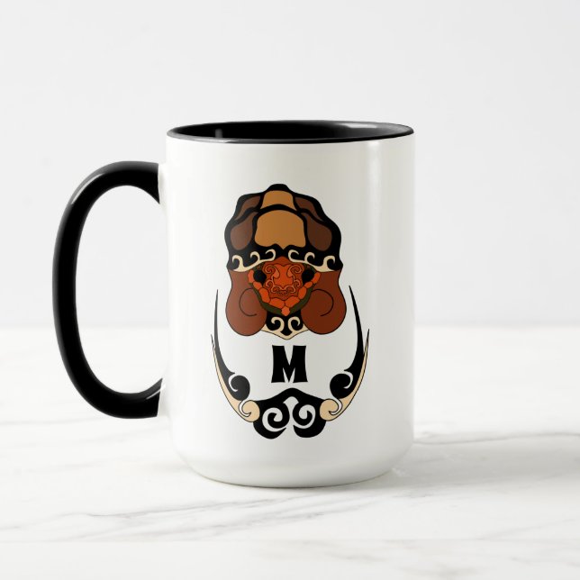 Funny Tortoise Chilling Monogram Mug (Left)