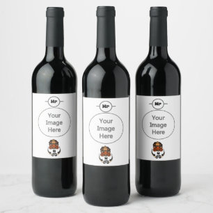 Funny Tortoise Chilling Monogram Wine Label