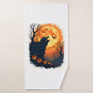 Funny Tortoise Halloween Silhouette Spooky Tortois Bath Towel