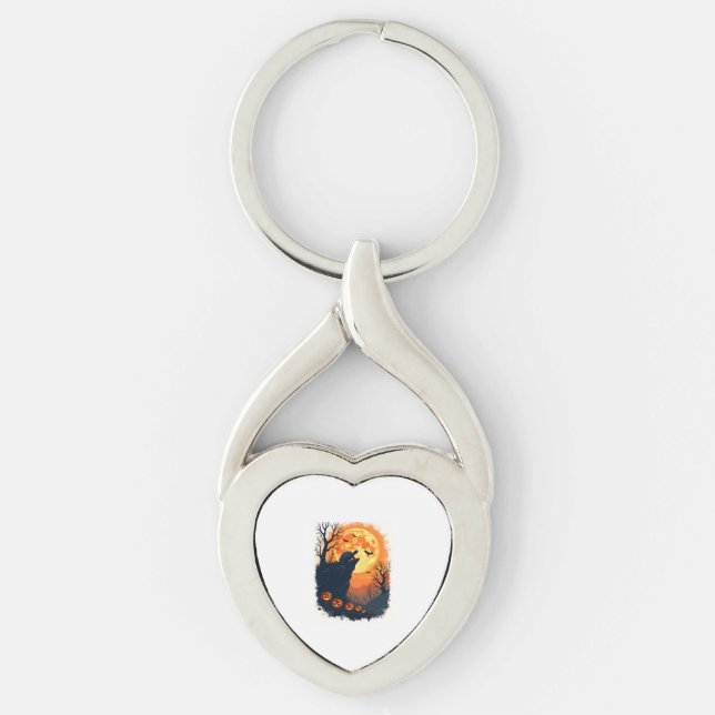 Funny Tortoise Halloween Silhouette Spooky Tortois Key Ring (Front)