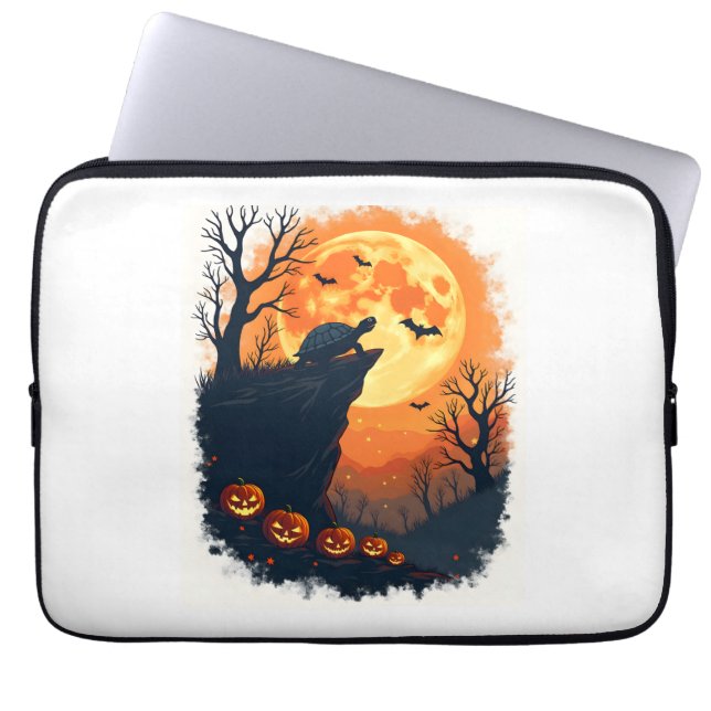 Funny Tortoise Halloween Silhouette Spooky Tortois Laptop Sleeve (Front)
