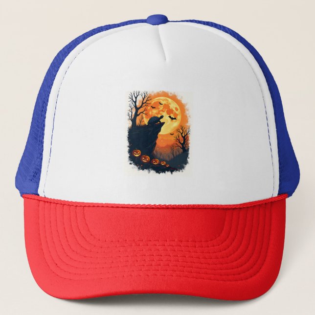 Funny Tortoise Halloween Silhouette Spooky Tortois Trucker Hat (Front)