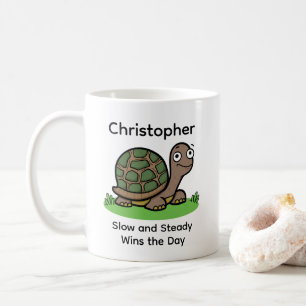 Funny Tortoise Slow And Steady Custom Name Coffee Mug