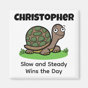 Funny Tortoise Slow And Steady Custom Name Magnet