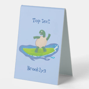 Funny tortoise wave surfing cartoon