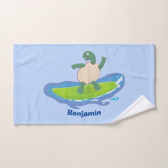 Funny tortoise wave surfing cartoon bath towel set (Hand Towel)