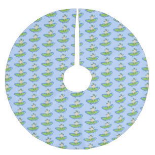 Funny tortoise wave surfing cartoon brushed polyester tree skirt