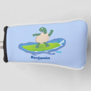 Funny tortoise wave surfing cartoon golf head cover