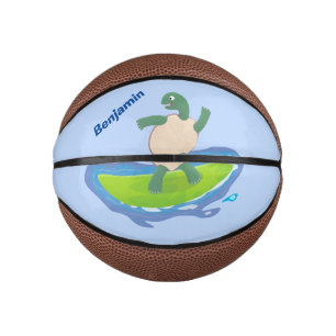 Funny tortoise wave surfing cartoon mini basketball
