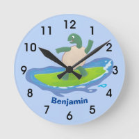 Funny tortoise wave surfing cartoon