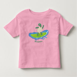 Funny tortoise wave surfing cartoon  toddler T-Shirt