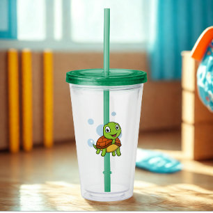 Funny tortoise with bubble acrylic tumbler