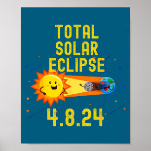 Funny Total Solar Eclipse Cartoon Educational Poster