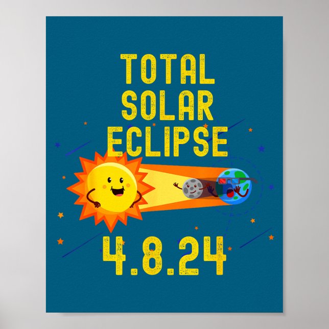 Funny Total Solar Eclipse Cartoon Educational Poster (Front)