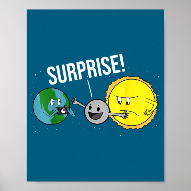Funny Total Solar Eclipse Cartoon Moon Poster (Front)
