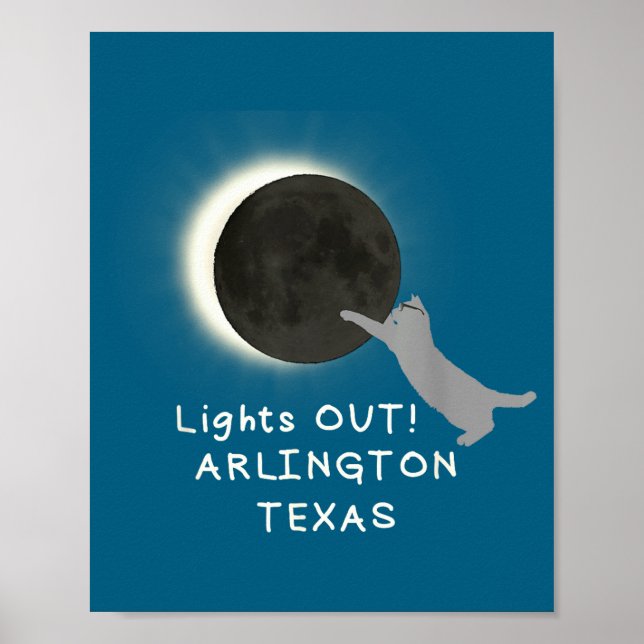 Funny Total Solar Eclipse Cat Arlington Poster (Front)