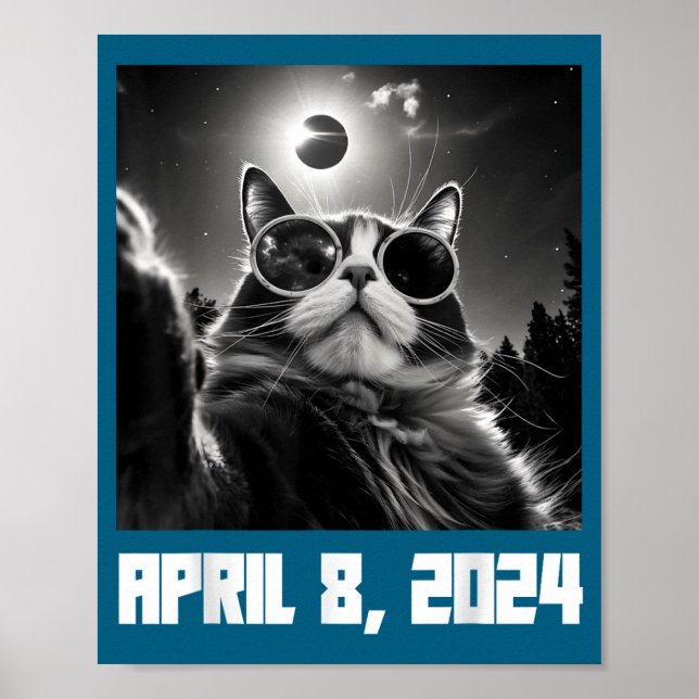 Funny Total Solar Eclipse Cat Selfie Poster (Front)