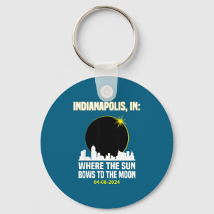 Funny Total Solar Eclipse Indianapolis Skyline Key Ring